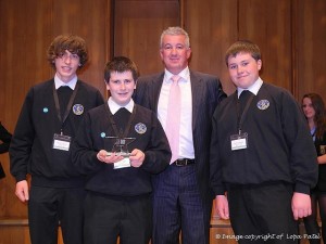 Winners of the Power to do More: Getting the most from your time Award, sponsored by Dell: Wick High School, Team bunch 'o' pheasants - Farm Management tool which helps farmers track and manage their cattle - pictured with Ken Harley, Director UK Education at Dell
