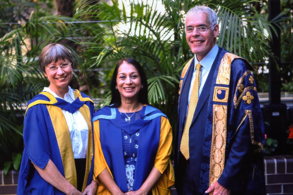 Dr Karen Kear, Lopa Patel MBE and Vice Chancellor of The Open University Peter Horrocks CBE