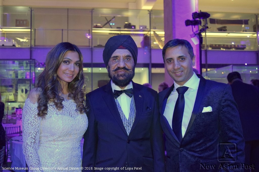 Professor Kartar Lalvani OBE (centre) with Tej & Tara Lalvani on receiving the Science Museum Group Fellowship on 10th May 2018.