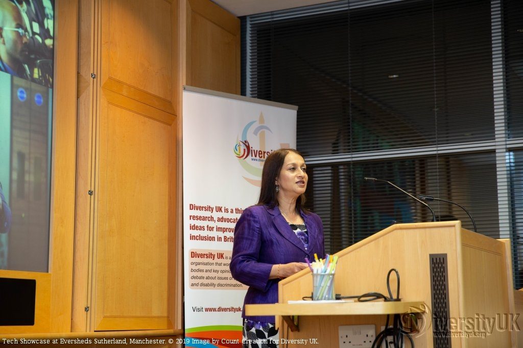 Lopa Patel MBE speaking at the Diversity UK Tech Showcase in Manchester