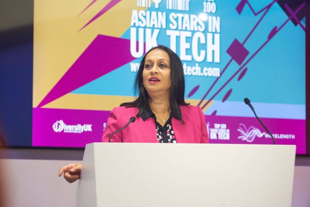 Lopa Patel MBE, Chair of Diversity UK announcing the Top 100 Asian Stars in UK Tech 2022