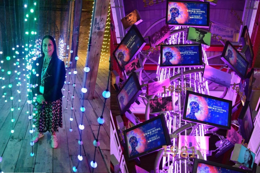 Lopa Patel MBE experiencing the State of Mind immersive installation at the Manchester Science Festival 2024