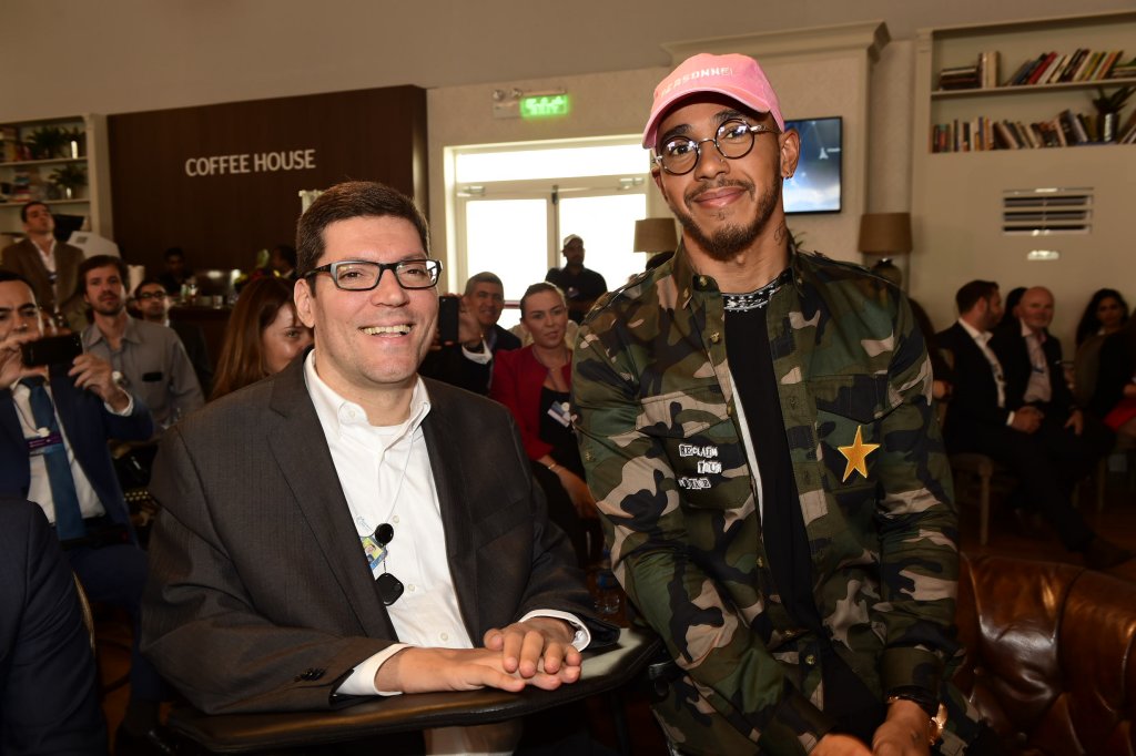 Lewis Hamilton with Rodrigo Hubner Mendes at GESF 2018