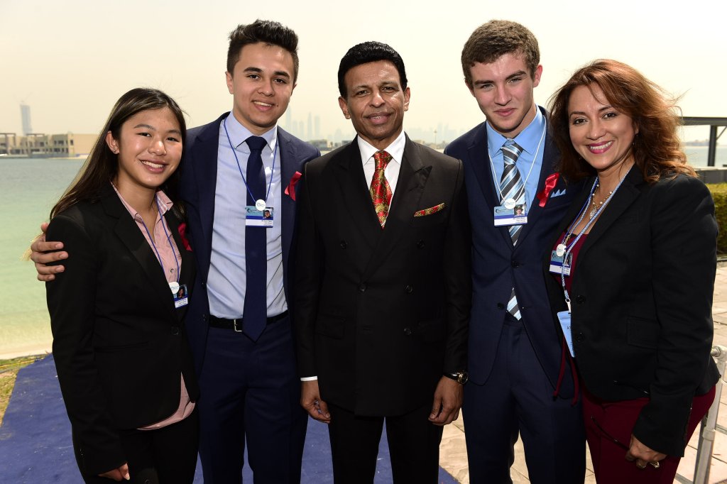Pupils from the Marjory Stoneman Douglas High School, Florida, with Sunny Varkey at GESF 2018